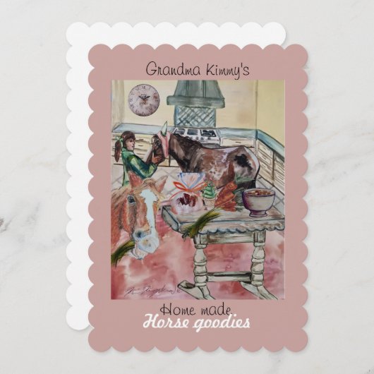 Aangepaste paard goodies label uitnodiging (Voorkant / Achterkant)