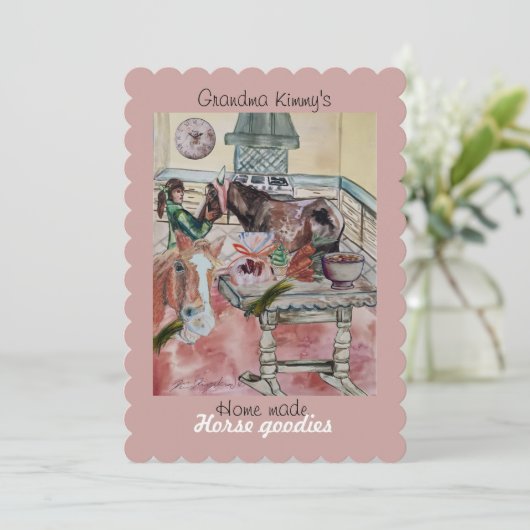 Aangepaste paard goodies label uitnodiging (Staand voorkant)