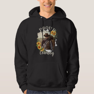 Aangepaste Paard Pet Fototekst Zonnebloem Accent Hoodie