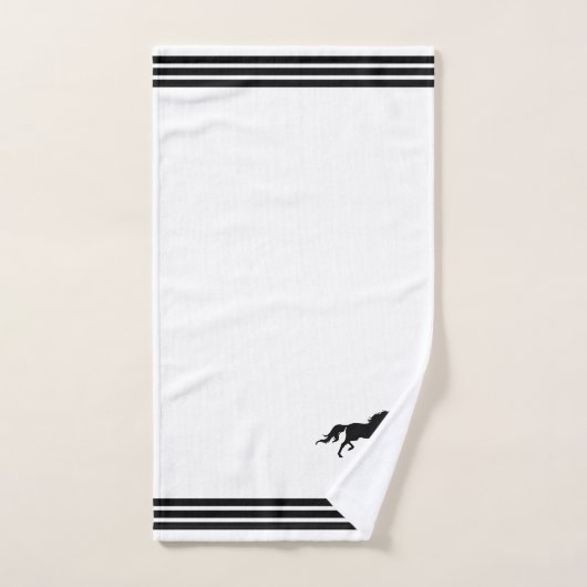 Aangepaste paarden en drie zwarte strips op wit bad handdoek (Handdoek)