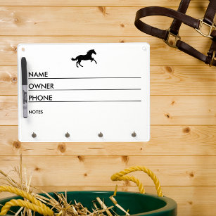 Aangepaste paardennaam Equestrian Care Whiteboard Met Sleutelhanger