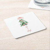 Aangepaste paardennamen Mistletoe Kerstmis Kartonnen Onderzetters (Schuin)