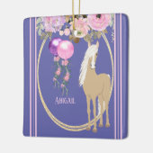 Aangepaste paardenroze en periwinkle keramisch ornament (Links)