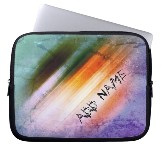 Aangepaste Paars blauw Oranje streep Laptop Sleeve (Voorkant)
