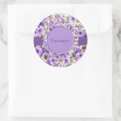 Aangepaste Paars en wittekkers Ronde Sticker (Tas)