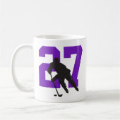 Aangepaste Paars Hockey Player Number Koffiemok (Links)
