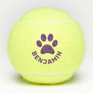 Aangepaste Paars Pet Name Dog afdrukken Tennisballen