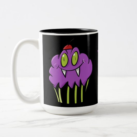 Aangepaste Paars Vampire Cupcake-Mok Tweekleurige Koffiemok (Links)