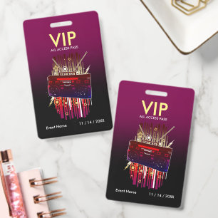 Aangepaste paars-zwarte gradiënt VIP-pas voor even Badge