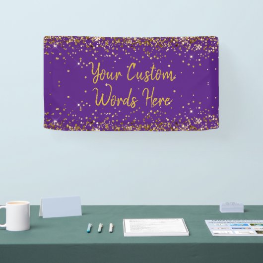 Aangepaste Paarse achtergrond Verjaardagsfeestje F Spandoek (Beurs)