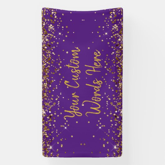 Aangepaste Paarse achtergrond Verjaardagsfeestje F Spandoek (Verticaal)