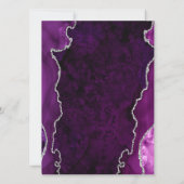 Aangepaste Paarse Agaat Zilveren Glitter Bruiloft Kaart (Achterkant)