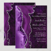Aangepaste Paarse Agaat Zilveren Glitter Bruiloft Kaart (Voorkant / Achterkant)