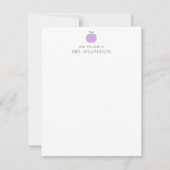 Aangepaste paarse appel van bureau van docent naam notitiekaartje (Voorkant)