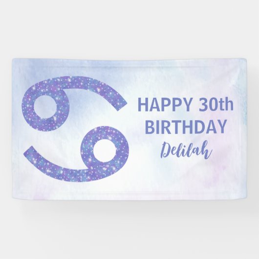 Aangepaste Paarse astrologie tegen kanker Birthday Spandoek (Horizontaal)