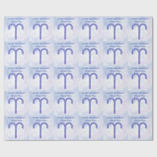 Aangepaste Paarse astrologie van Cute Aries Birthd Cadeaupapier (Vlak)