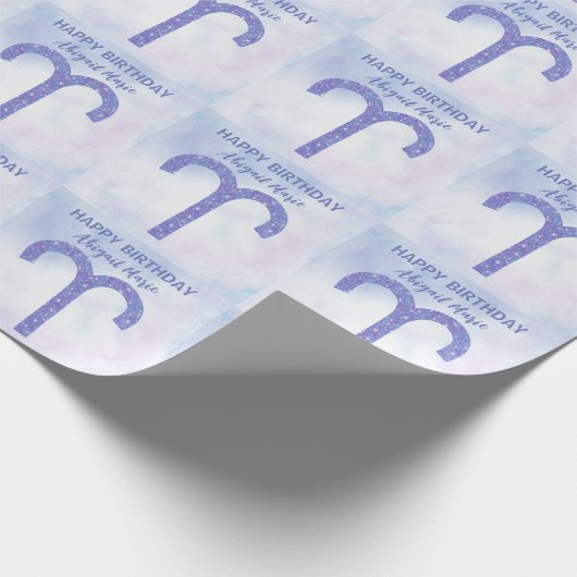 Aangepaste Paarse astrologie van Cute Aries Birthd Cadeaupapier (Hoek)