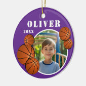 Aangepaste Paarse Basketbal Sport Foto Keramisch Ornament (Links)