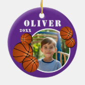 Aangepaste Paarse Basketbal Sport Foto Keramisch Ornament (Achterkant)