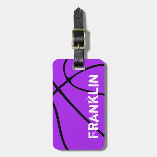 Aangepaste Paarse Basketball-Bagagelabels Bagagelabel (Voorkant verticaal)