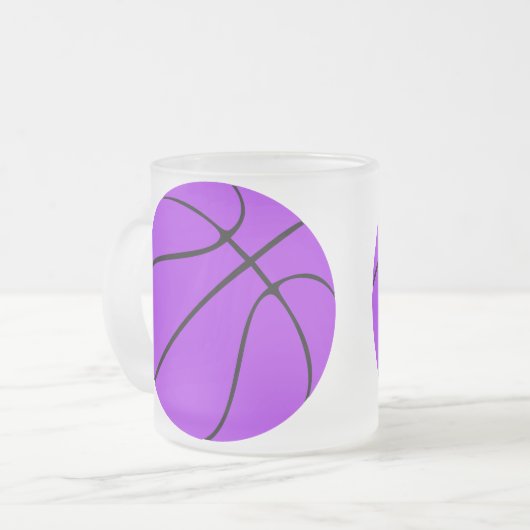 Aangepaste Paarse Basketball Team Coach/Player-poo Matglas Koffiemok (Voorkant links)