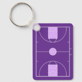 Aangepaste Paarse basketbalveld met spelersnaam Sleutelhanger (Voorkant)