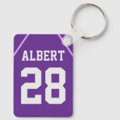 Aangepaste Paarse basketbalveld met spelersnaam Sleutelhanger (Achterkant)