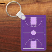 Aangepaste Paarse basketbalveld met spelersnaam Sleutelhanger (Voorkant)