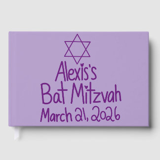 Aangepaste paarse Bat Mitzvah Gastenboek