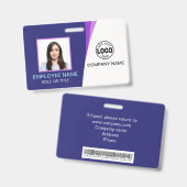 Aangepaste Paarse bedrijfsfotonamen voor werknemer Badge (Voor- en achterkant)