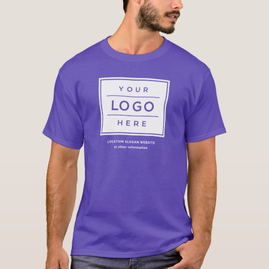 Aangepaste Paarse bedrijfsnaam en Logo-merk T-shirt (Voorkant)