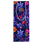 Aangepaste Paarse bladeren en Ornamenten Gift Bag Wijn Cadeautas (Achterkant)