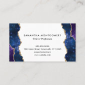 Aangepaste Paarse Blauwe Gouden Agaat Professionee Visitekaartje (Achterkant)