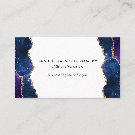 Aangepaste Paarse Blauwe Gouden Agaat Professionee Visitekaartje (Voorkant)
