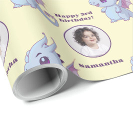 Aangepaste Paarse blauwinktdraak - Fototekst Cadeaupapier