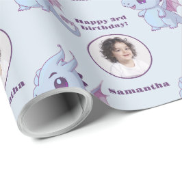 Aangepaste Paarse blauwinktdraak - Fototekst Cadeaupapier