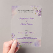 Aangepaste Paarse Bloemen acryl bruiloft uitnodigi Acryl Uitnodigingen (Insitu (Draagbaar))