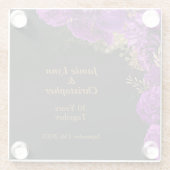 Aangepaste Paarse Bloemen Bruiloft Jubileum Glazen Onderzetter (Achterkant)