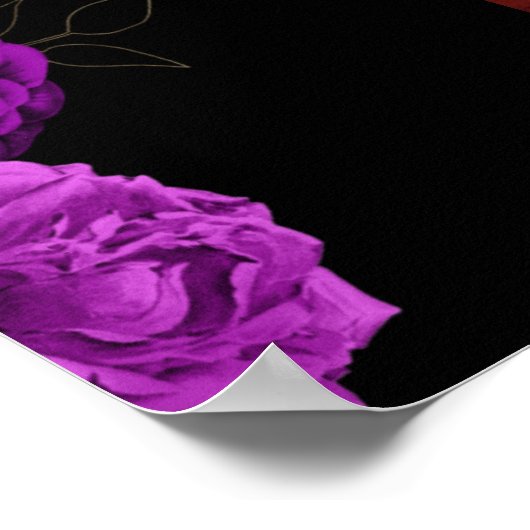 Aangepaste Paarse Bloemen Bruiloft Jubileum Poster (Hoek)