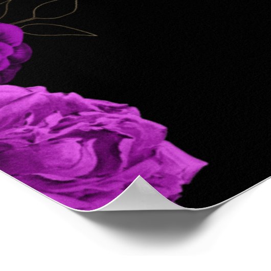 Aangepaste Paarse Bloemen Bruiloft Jubileum Poster (Hoek)