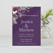 Aangepaste paarse bloemen bruiloft kaart (Staand voorkant)