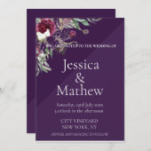 Aangepaste paarse bloemen bruiloft kaart (Voorkant / Achterkant)