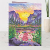 Aangepaste Paarse Bloemen Hamsa Hand van Fatima Gr Kaart (Achterkant)