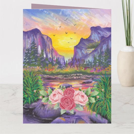 Aangepaste Paarse Bloemen Hamsa Hand van Fatima Gr Kaart (Achterkant)