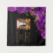 Aangepaste Paarse bloemenbruiloft Jubileum tapijt Wandkleed (Voorkant (horizontaal))