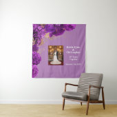 Aangepaste Paarse bloemenbruiloft Jubileum tapijt Wandkleed (In situ)