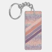 Aangepaste Paarse Blush Coral Sinaasappel Retro St Sleutelhanger (Voorkant Links)