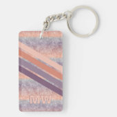 Aangepaste Paarse Blush Coral Sinaasappel Retro St Sleutelhanger (achterkant)