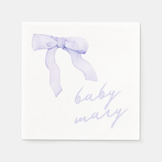 Aangepaste Paarse Bow Baby shower servetten (Voorkant)