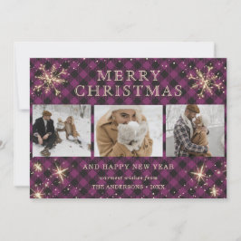 Aangepaste Paarse Buffelplaat 3 Foto Feestdagenkaart